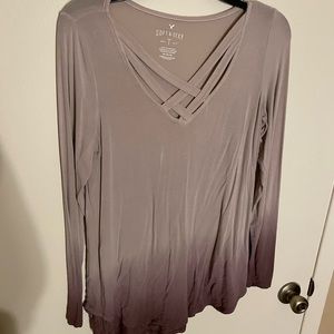 Ombré, criss cross long sleeves shirt